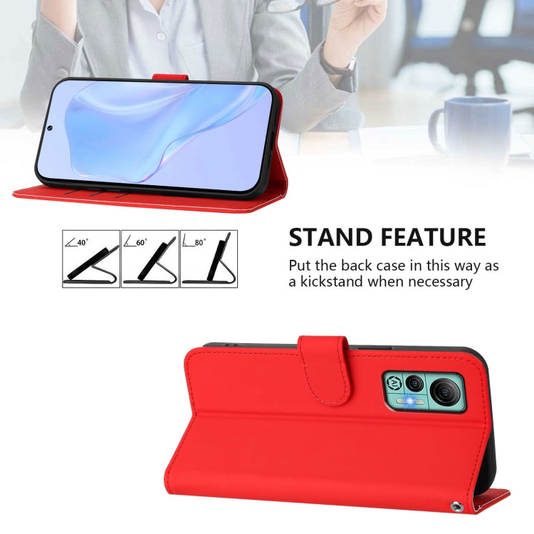 For Ulefone Note 14 Skin Feel Solid Color Leather Phone Case with Lanyard(Red)