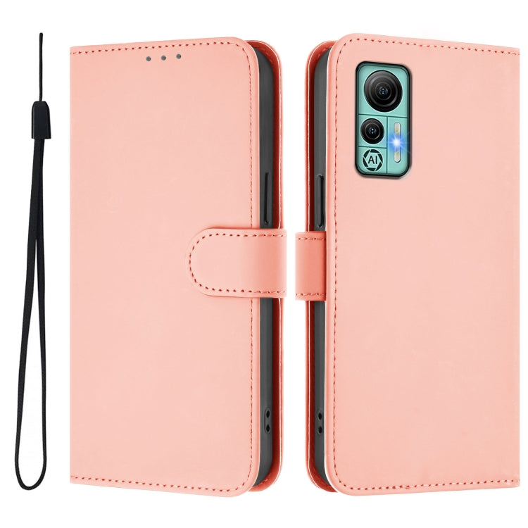 For Ulefone Note 14 Skin Feel Solid Color Leather Phone Case with Lanyard(Pink)