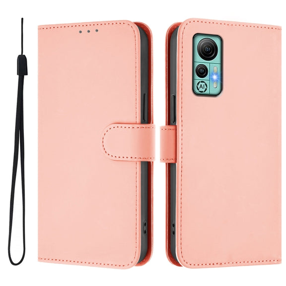 For Ulefone Note 14 Skin Feel Solid Color Leather Phone Case with Lanyard(Pink)