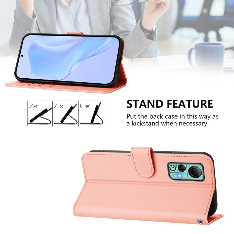 For Ulefone Note 14 Skin Feel Solid Color Leather Phone Case with Lanyard(Pink)