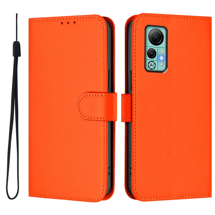For Ulefone Note 14 Skin Feel Solid Color Leather Phone Case with Lanyard(Orange)