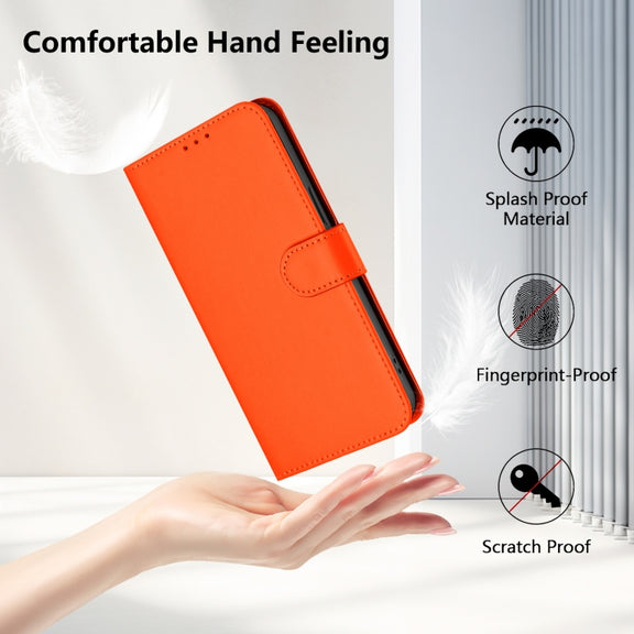 For Ulefone Note 14 Skin Feel Solid Color Leather Phone Case with Lanyard(Orange)