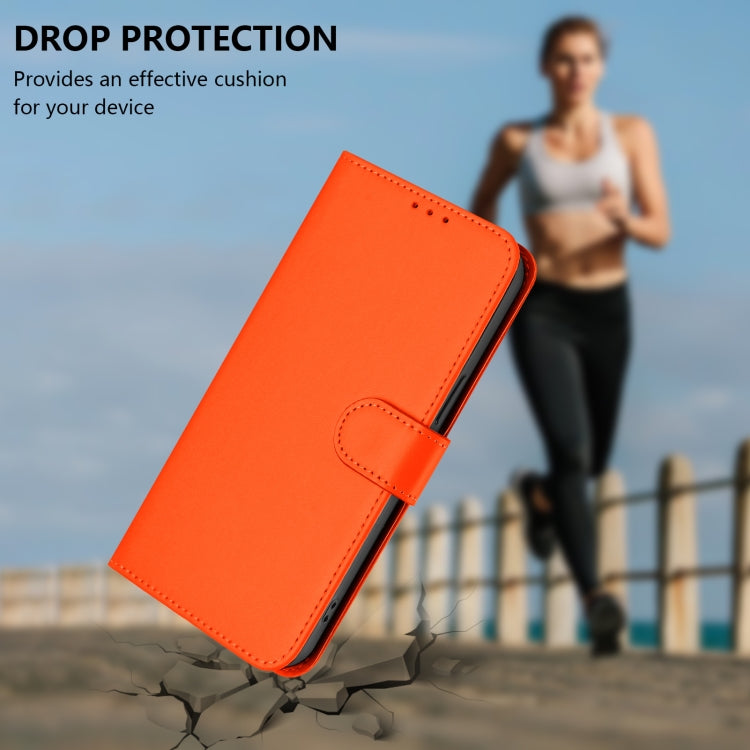 For Ulefone Note 14 Skin Feel Solid Color Leather Phone Case with Lanyard(Orange)