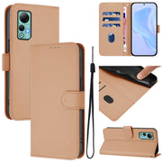 For Ulefone Note 14 Skin Feel Solid Color Leather Phone Case with Lanyard(Nude)