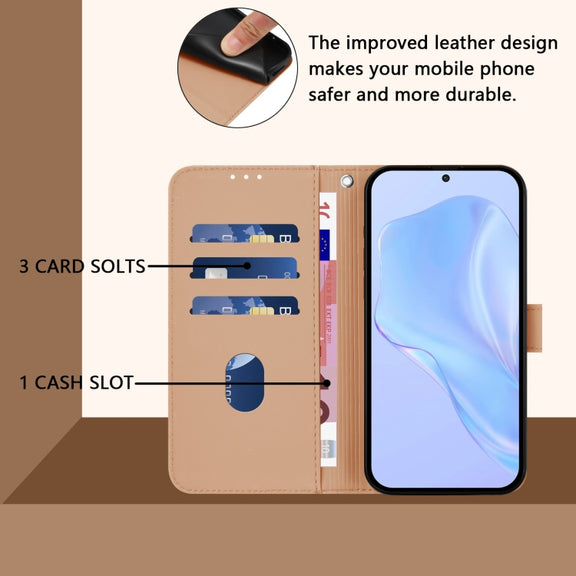 For Ulefone Note 14 Skin Feel Solid Color Leather Phone Case with Lanyard(Nude)