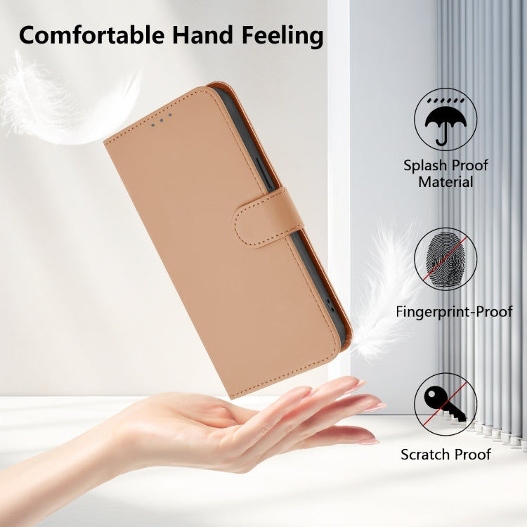 For Ulefone Note 14 Skin Feel Solid Color Leather Phone Case with Lanyard(Nude)