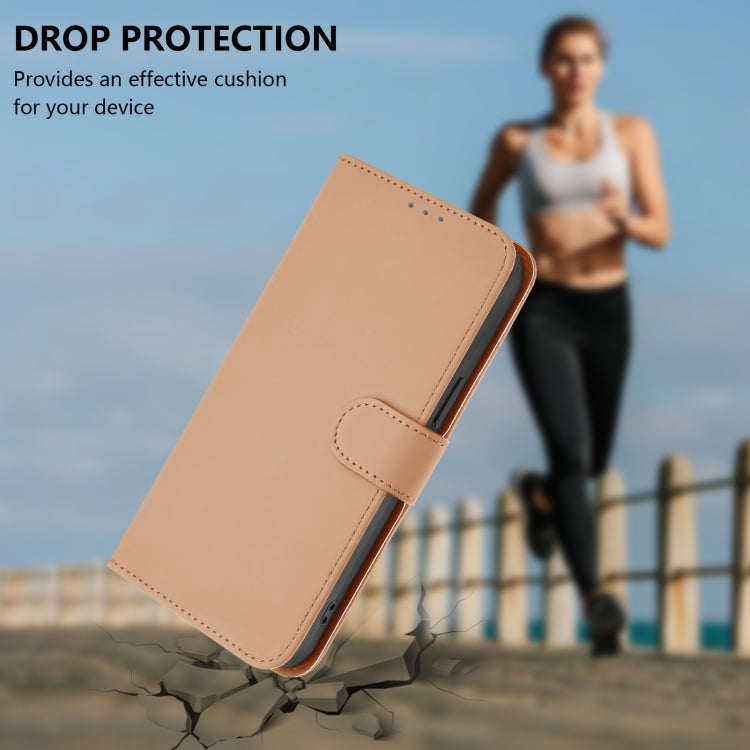 For Ulefone Note 14 Skin Feel Solid Color Leather Phone Case with Lanyard(Nude)