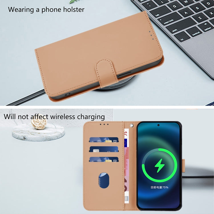 For Ulefone Note 14 Skin Feel Solid Color Leather Phone Case with Lanyard(Nude)