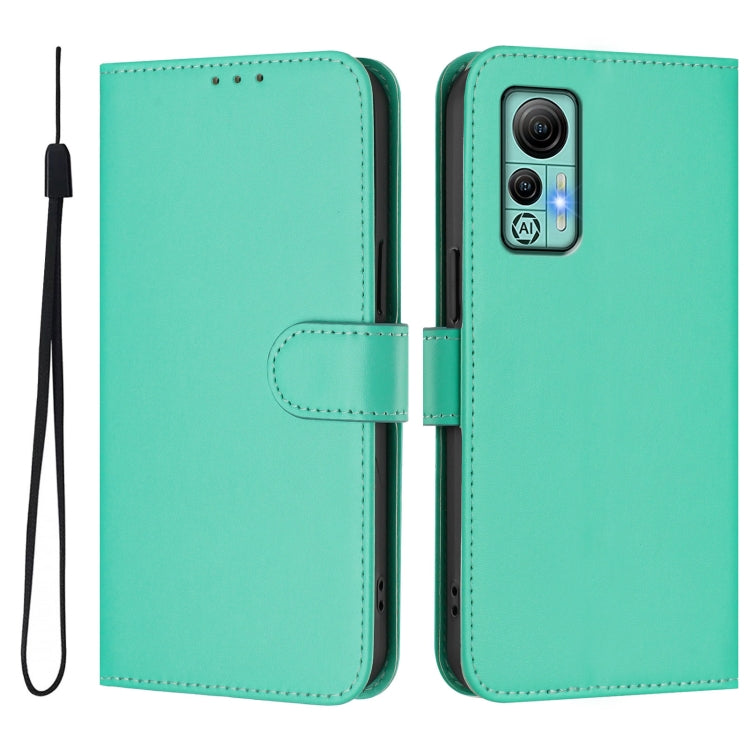 For Ulefone Note 14 Skin Feel Solid Color Leather Phone Case with Lanyard(Green)