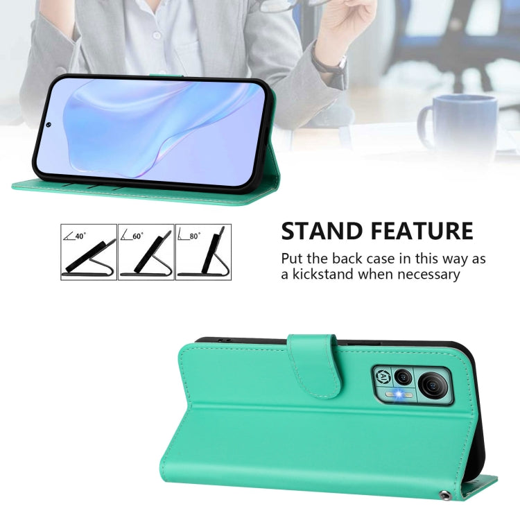 For Ulefone Note 14 Skin Feel Solid Color Leather Phone Case with Lanyard(Green)