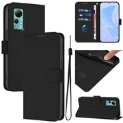 For Ulefone Note 14 Skin Feel Solid Color Leather Phone Case with Lanyard(Black)
