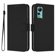 For Ulefone Note 14 Skin Feel Solid Color Leather Phone Case with Lanyard(Black)