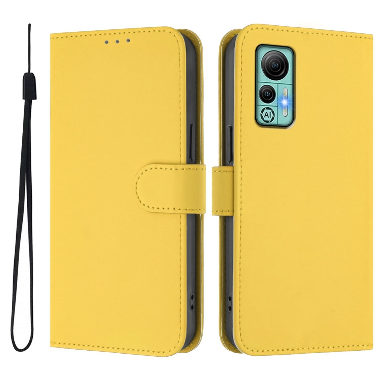 For Ulefone Note 14 Skin Feel Solid Color Leather Phone Case with Lanyard(Lemon Yellow)