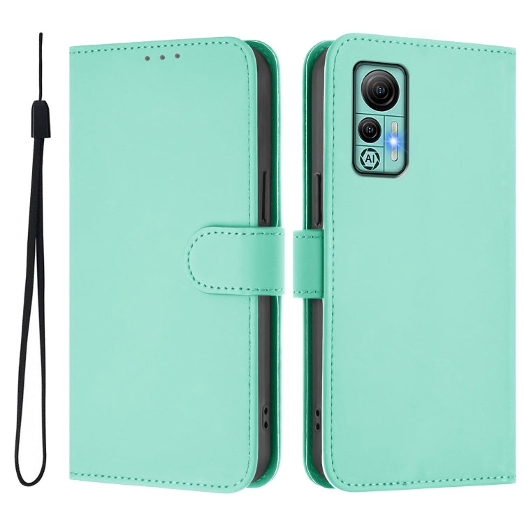 For Ulefone Note 14 Skin Feel Solid Color Leather Phone Case with Lanyard(Mint Green)