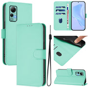 For Ulefone Note 14 Skin Feel Solid Color Leather Phone Case with Lanyard(Mint Green)