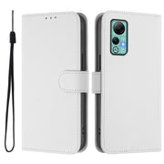 For Ulefone Note 14 Skin Feel Solid Color Leather Phone Case with Lanyard(White)