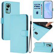 For Ulefone Note 14 Skin Feel Solid Color Leather Phone Case with Lanyard(Sky Blue)