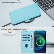 For Ulefone Note 14 Skin Feel Solid Color Leather Phone Case with Lanyard(Sky Blue)