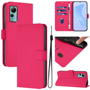 For Ulefone Note 14 Skin Feel Solid Color Leather Phone Case with Lanyard(Rose Red)