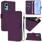 For Ulefone Note 14 Skin Feel Solid Color Leather Phone Case with Lanyard(Violet)