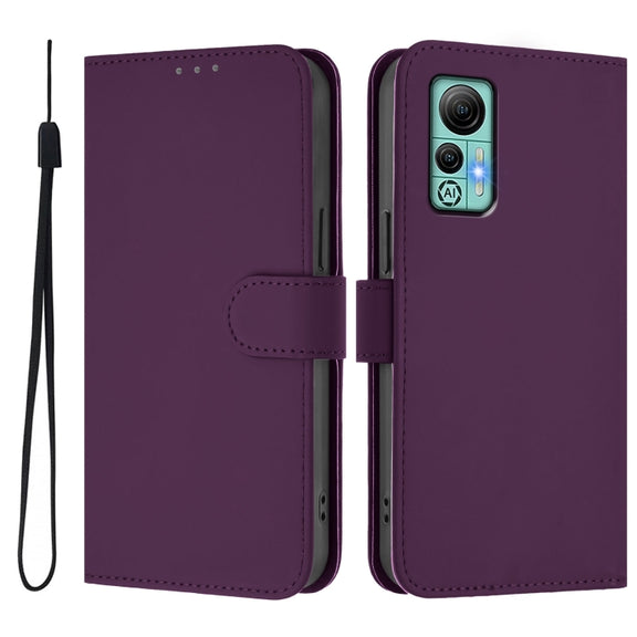 For Ulefone Note 14 Skin Feel Solid Color Leather Phone Case with Lanyard(Violet)