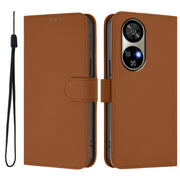 For Ulefone Note 17 Pro Skin Feel Solid Color Leather Phone Case with Lanyard(Brown)