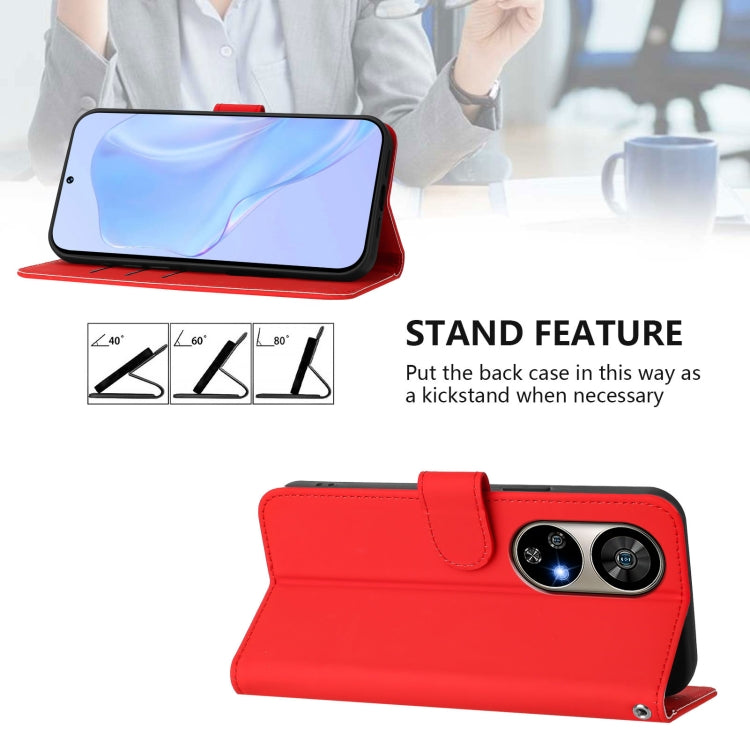 For Ulefone Note 17 Pro Skin Feel Solid Color Leather Phone Case with Lanyard(Red)
