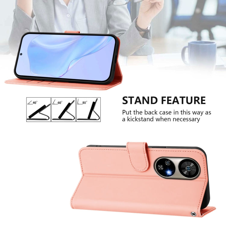 For Ulefone Note 17 Pro Skin Feel Solid Color Leather Phone Case with Lanyard(Pink)