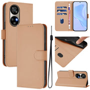 For Ulefone Note 17 Pro Skin Feel Solid Color Leather Phone Case with Lanyard(Nude)