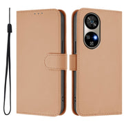 For Ulefone Note 17 Pro Skin Feel Solid Color Leather Phone Case with Lanyard(Nude)