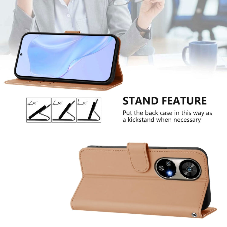 For Ulefone Note 17 Pro Skin Feel Solid Color Leather Phone Case with Lanyard(Nude)