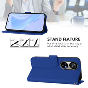 For Ulefone Note 17 Pro Skin Feel Solid Color Leather Phone Case with Lanyard(Dark Blue)