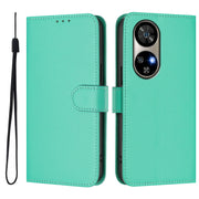 For Ulefone Note 17 Pro Skin Feel Solid Color Leather Phone Case with Lanyard(Green)