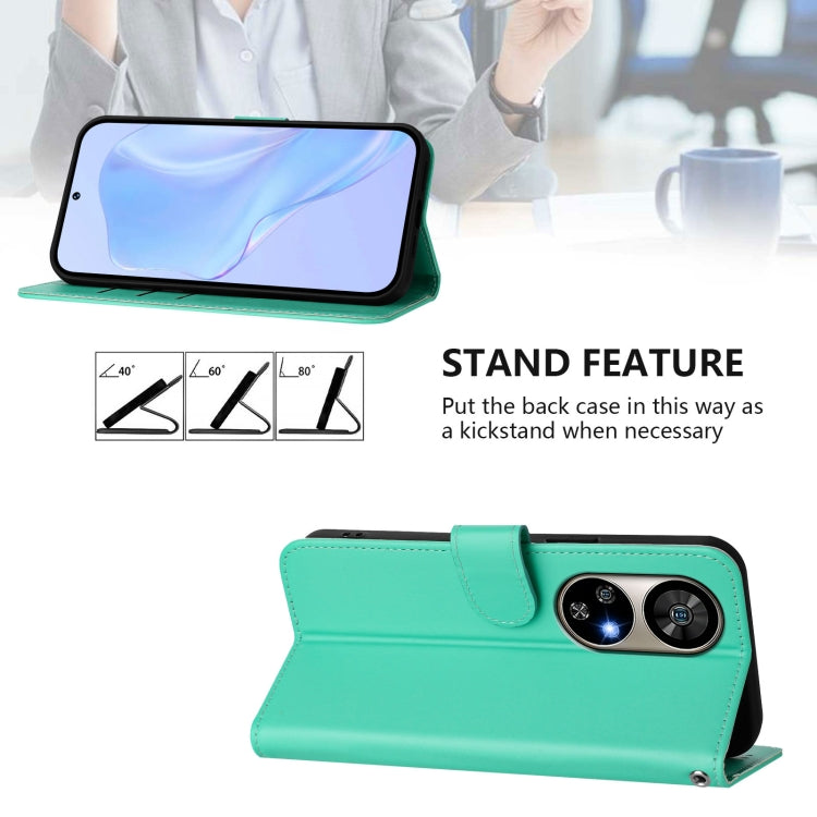 For Ulefone Note 17 Pro Skin Feel Solid Color Leather Phone Case with Lanyard(Green)