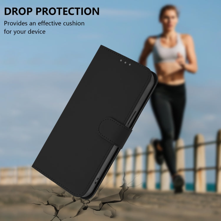 For Ulefone Note 17 Pro Skin Feel Solid Color Leather Phone Case with Lanyard(Black)