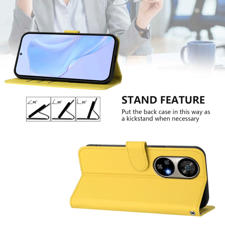 For Ulefone Note 17 Pro Skin Feel Solid Color Leather Phone Case with Lanyard(Lemon Yellow)