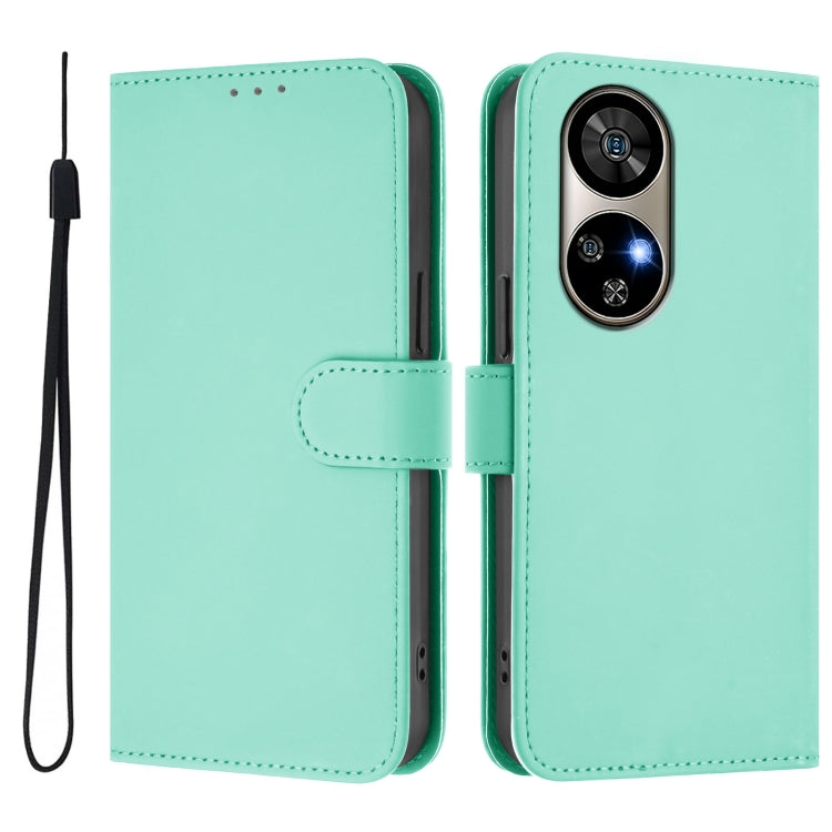 For Ulefone Note 17 Pro Skin Feel Solid Color Leather Phone Case with Lanyard(Mint Green)