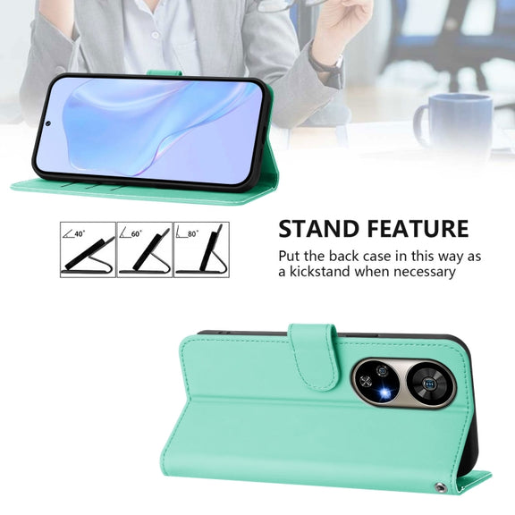 For Ulefone Note 17 Pro Skin Feel Solid Color Leather Phone Case with Lanyard(Mint Green)