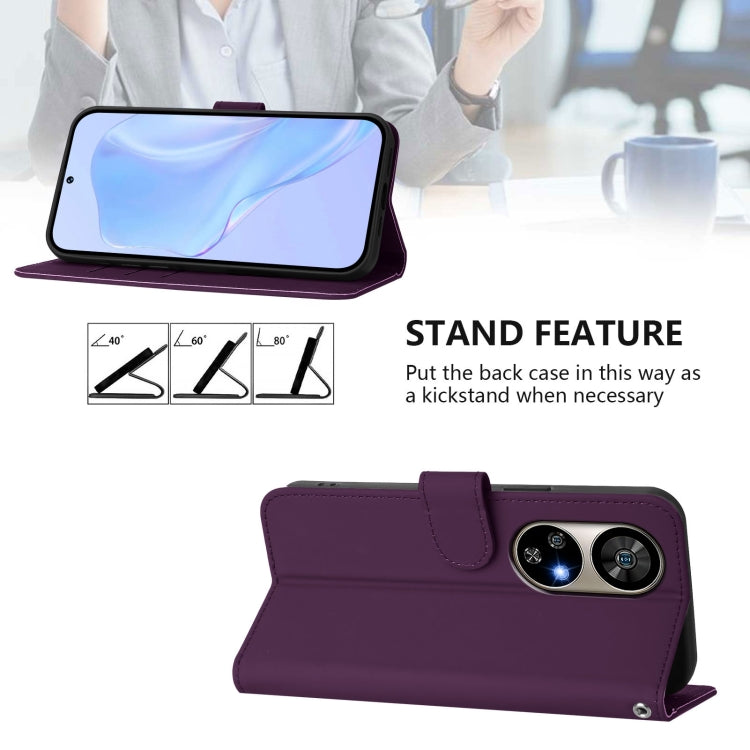 For Ulefone Note 17 Pro Skin Feel Solid Color Leather Phone Case with Lanyard(Violet)