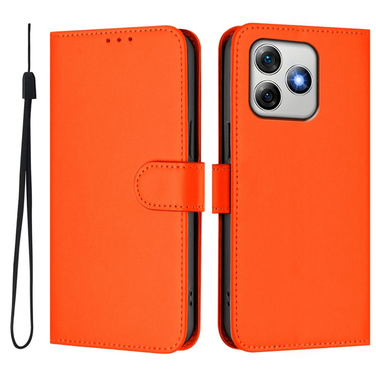 For Ulefone Note 18 Ultra Skin Feel Solid Color Leather Phone Case with Lanyard(Orange)