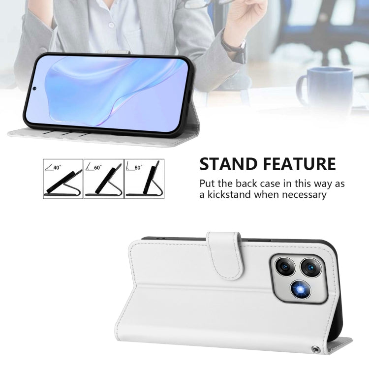 For Ulefone Note 18 Ultra Skin Feel Solid Color Leather Phone Case with Lanyard(White)