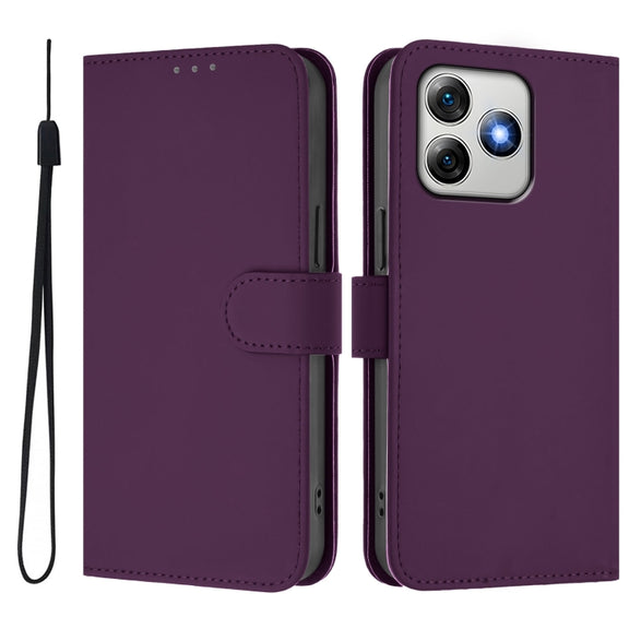 For Ulefone Note 18 Ultra Skin Feel Solid Color Leather Phone Case with Lanyard(Violet)