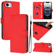 For iPhone 16e Skin Feel Solid Color Leather Phone Case with Lanyard(Red) - iPhone 16e Cases by PMC TechLife | Online Shopping South Africa | PMC TechLife | Buy Now Pay Later Mobicred