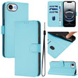 For iPhone 16e Skin Feel Solid Color Leather Phone Case with Lanyard(Sky Blue) - iPhone 16e Cases by PMC TechLife | Online Shopping South Africa | PMC TechLife | Buy Now Pay Later Mobicred