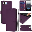 For iPhone 16e Skin Feel Solid Color Leather Phone Case with Lanyard(Violet) - iPhone 16e Cases by PMC TechLife | Online Shopping South Africa | PMC TechLife | Buy Now Pay Later Mobicred