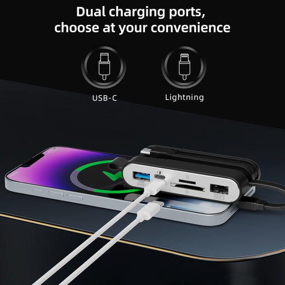 NK-1058 USB-C / Type-C, 8 Pin, USB Interface 6 in 1 Multi-function Adapter(Black)