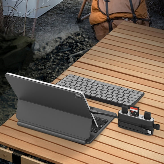 NK-1058 USB-C / Type-C, 8 Pin, USB Interface 6 in 1 Multi-function Adapter(Black)