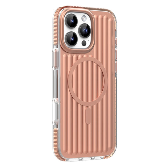 For iPhone 16 Pro Mutural Corrugated Texture Magsafe Magnetic Shockproof Phone Case(Antique Brass)