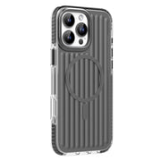 For iPhone 16 Pro Mutural Corrugated Texture Magsafe Magnetic Shockproof Phone Case(Dark Grey)