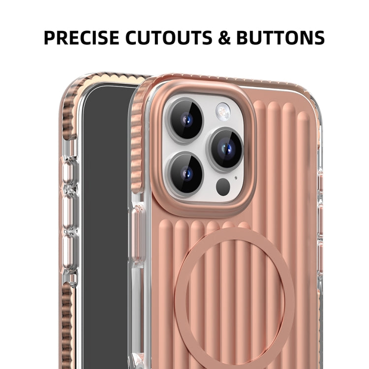 For iPhone 16 Pro Mutural Corrugated Texture Magsafe Magnetic Shockproof Phone Case(Dark Grey)